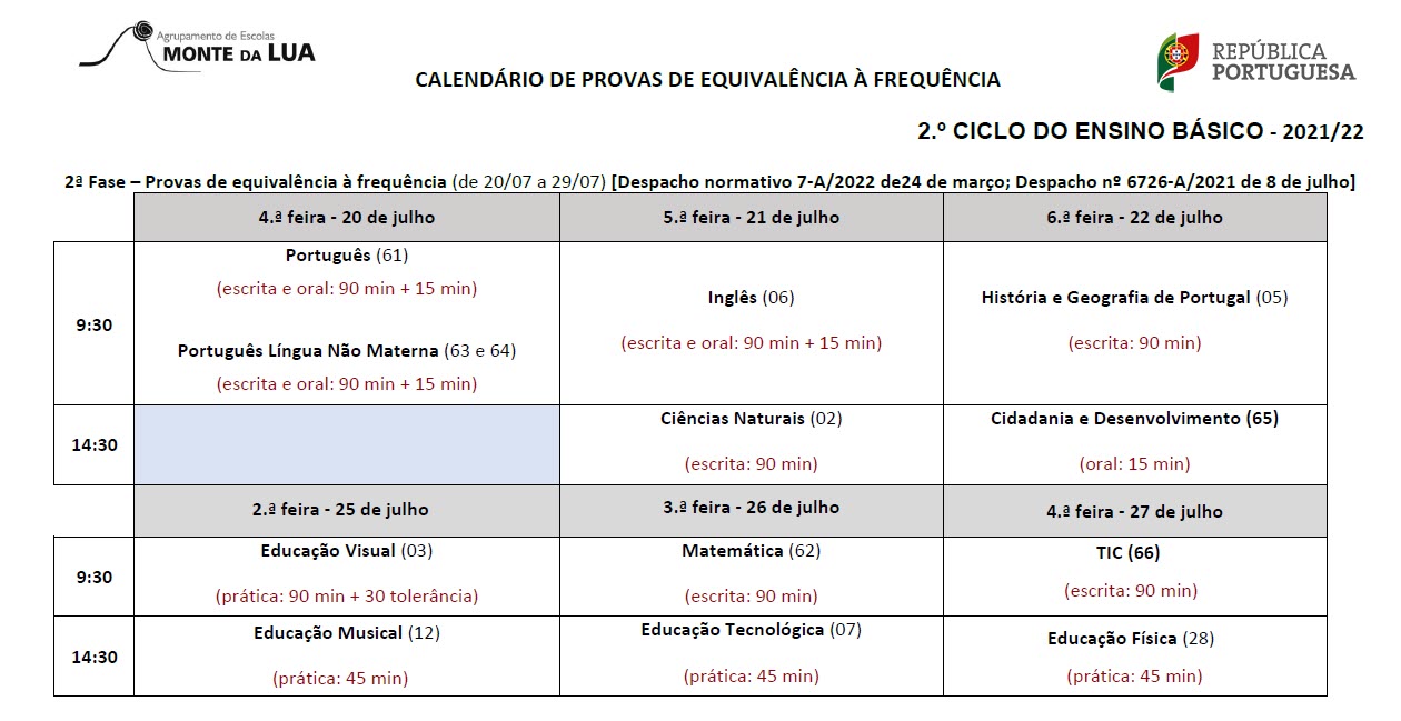 Calendário PEF 2 ciclo2